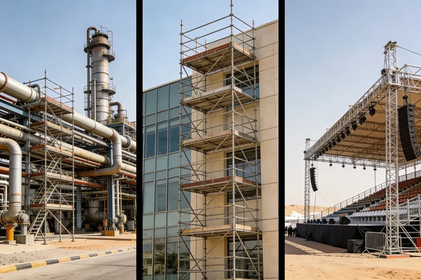 Three industry scaffolding projects in Oman including oil and gas, construction, and events