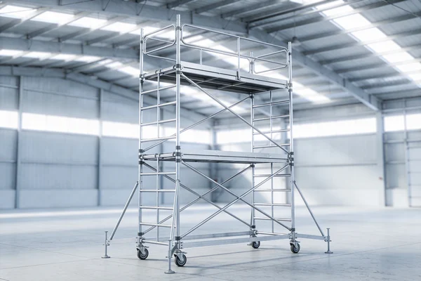 Mobile scaffolding tower inside warehouse in Oman